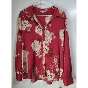 Maison d' Amelie Floral Button-Up Blouse Womens XL Long Sleeve